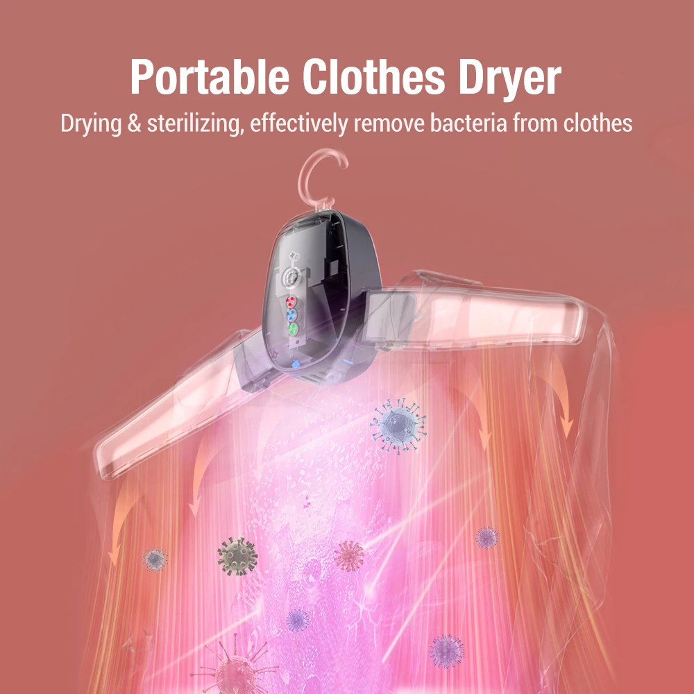 Electric Clothes Drying Rack Hang Clothes Dryer UV Sterilization Portable Travel Home Business Mini Folding Clothes Heater thumbnail 4