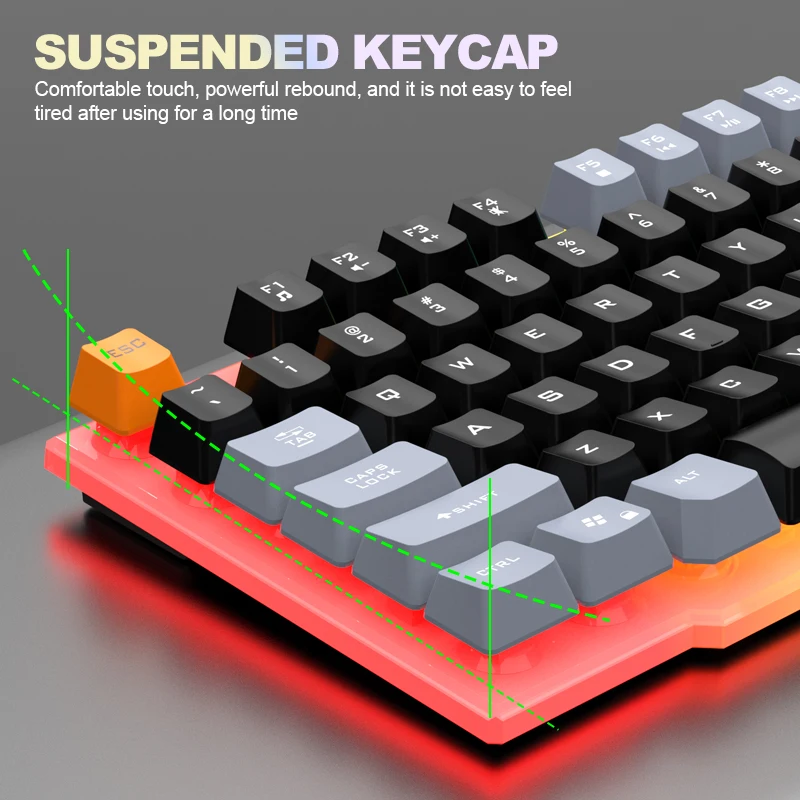 Single keyboard and keyboard mouse RAIKU T26 Three tone Luminous Keyboard Mouse Wired Mechanical Touch Gaming Mouse Keyboard Set thumbnail 5