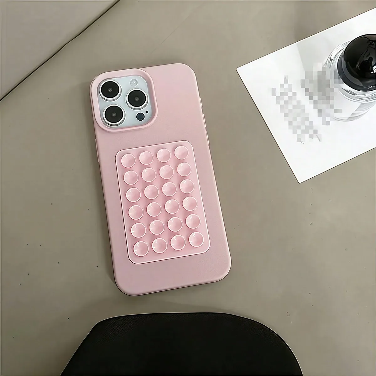 3D Suction Cup Stand Litchi Pattern Phone Case For iPhone 17 16 15 Pro Max Plus 16E 14 13 12 11 Pro Max X XS XR Shockproof Cover thumbnail 2