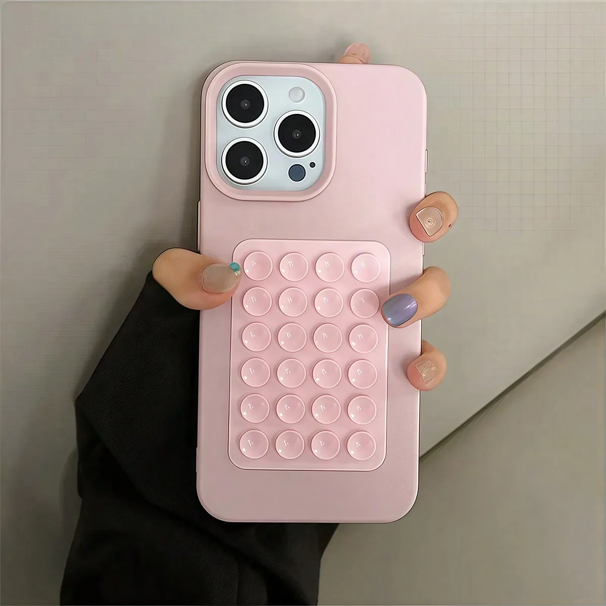 3D Suction Cup Stand Litchi Pattern Phone Case For iPhone 17 16 15 Pro Max Plus 16E 14 13 12 11 Pro Max X XS XR Shockproof Cover thumbnail 3
