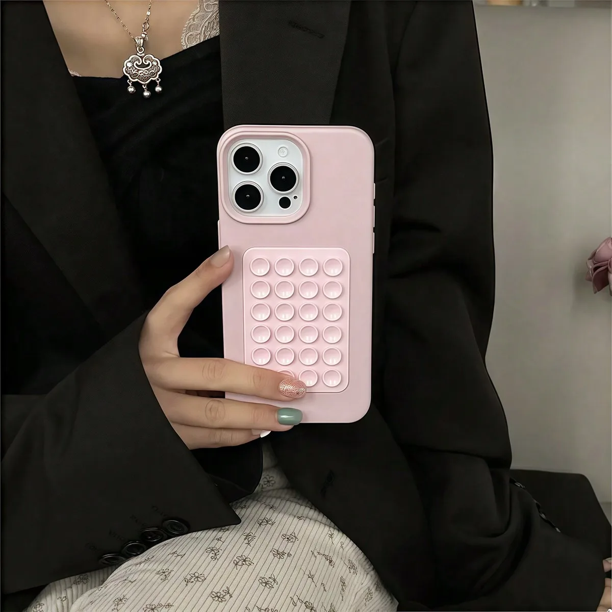 3D Suction Cup Stand Litchi Pattern Phone Case For iPhone 17 16 15 Pro Max Plus 16E 14 13 12 11 Pro Max X XS XR Shockproof Cover thumbnail 4