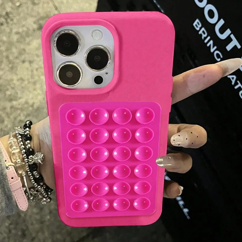 3D Suction Cup Stand Litchi Pattern Phone Case For iPhone 17 16 15 Pro Max Plus 16E 14 13 12 11 Pro Max X XS XR Shockproof Cover thumbnail 6