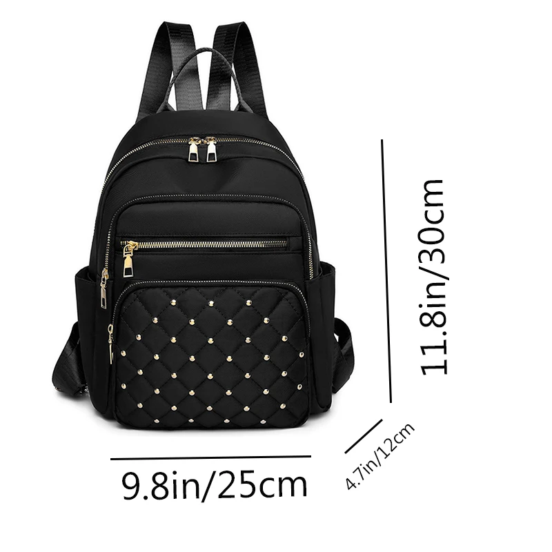 Diamond check embroidered thread riveted backpack women's fashion travel bag casual all-match women's backpack thumbnail 2