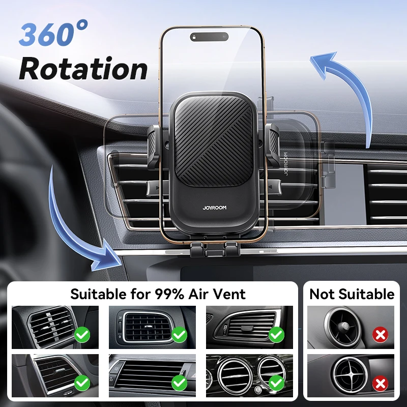 Joyroom Phone Holder Mount for Car Air Vent Hands-Free Universal Cell Phone Mount 360° Rotation for iPhone Samsung Xiaomi Huawei thumbnail 5
