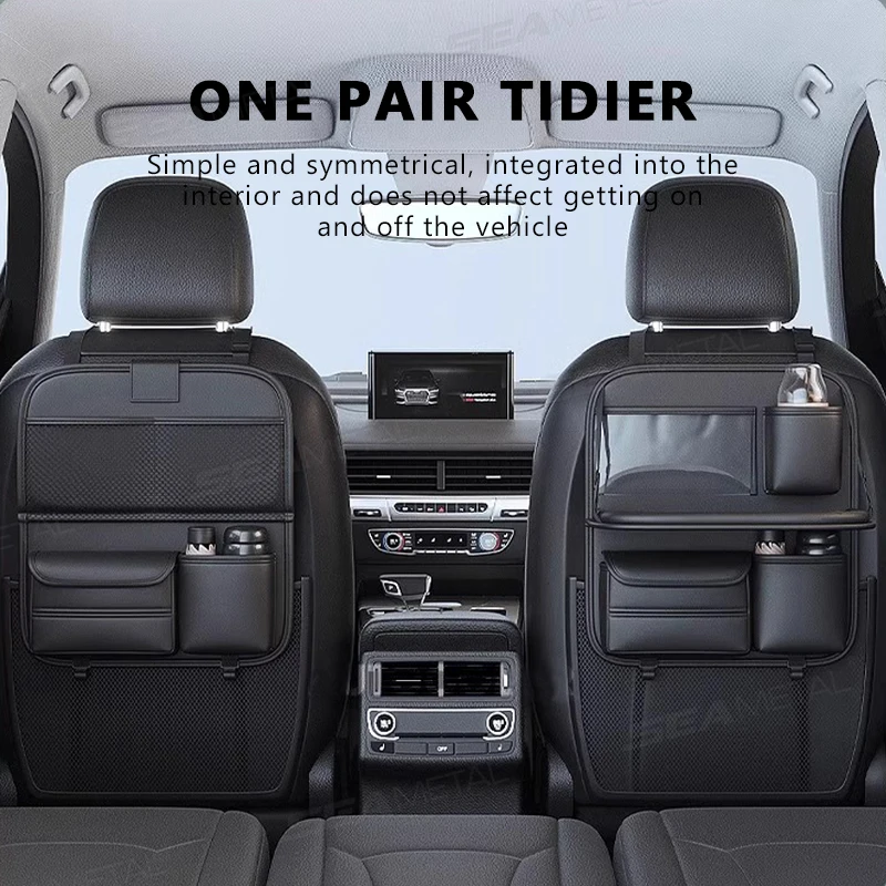 SEAMETAL Car Seat Back Storage Bag Large Capacity Multi-Pocket Backseat Organizer Foldable Dining Table Tablet Tray Hanging Bag thumbnail 6