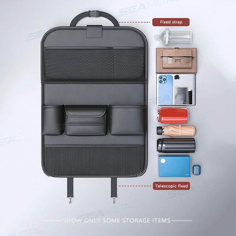 SEAMETAL Car Seat Back Storage Bag Large Capacity Multi-Pocket Backseat Organizer Foldable Dining Table Tablet Tray Hanging Bag thumbnail 2