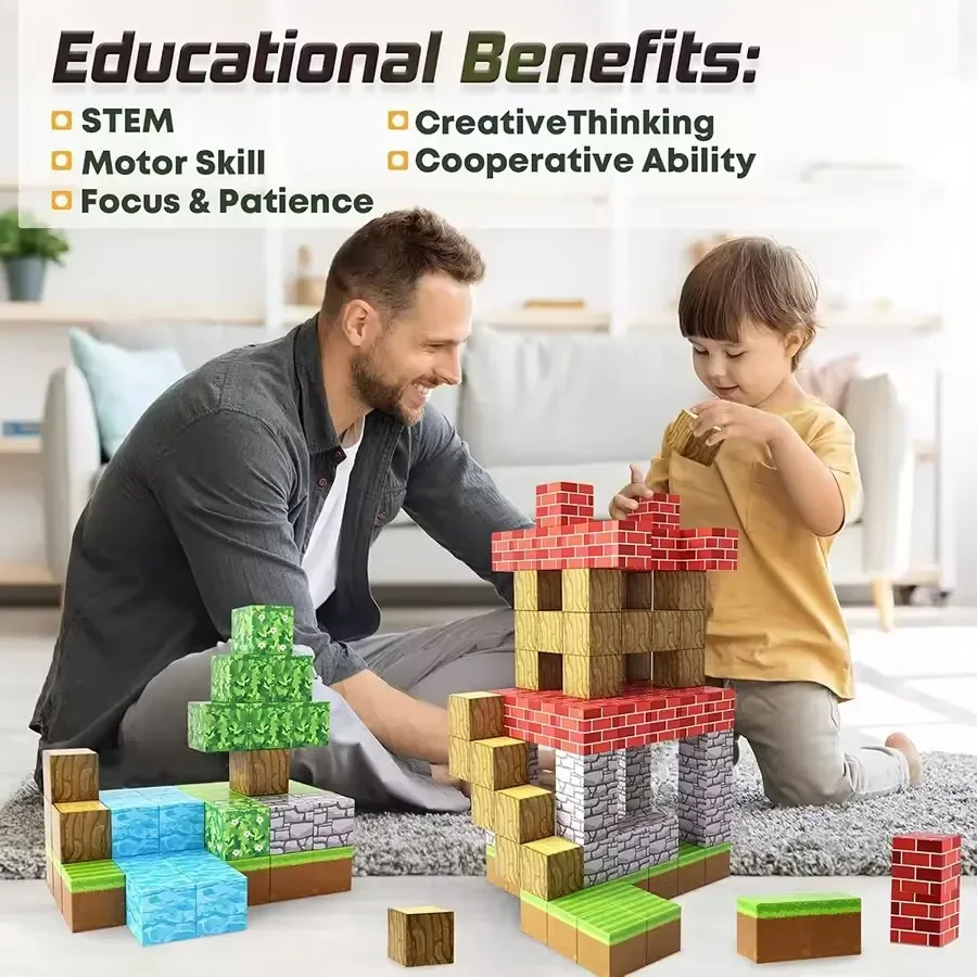 Magnetic Building Blocks Mine Magnet World Set Toys STEM Montessori Stacking Cubes Creative Construction Set Christmas Gift thumbnail 6