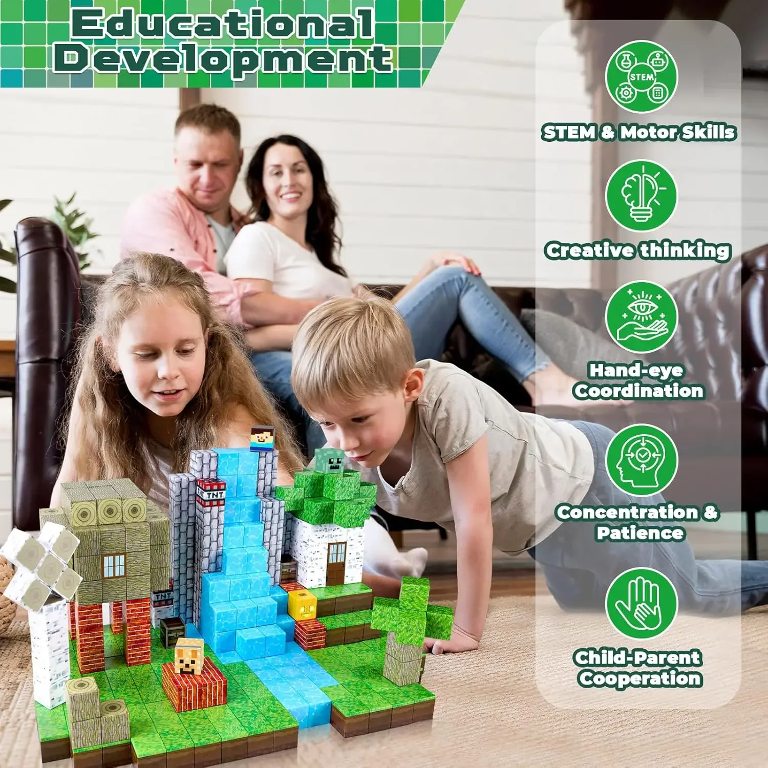 Magnetic Building Blocks Mine Magnet World Set Toys STEM Montessori Stacking Cubes Creative Construction Set Christmas Gift thumbnail 2