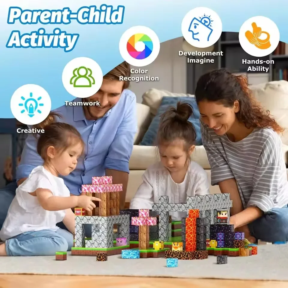 Magnetic Building Blocks Mine Magnet World Set Toys STEM Montessori Stacking Cubes Creative Construction Set Christmas Gift thumbnail 5