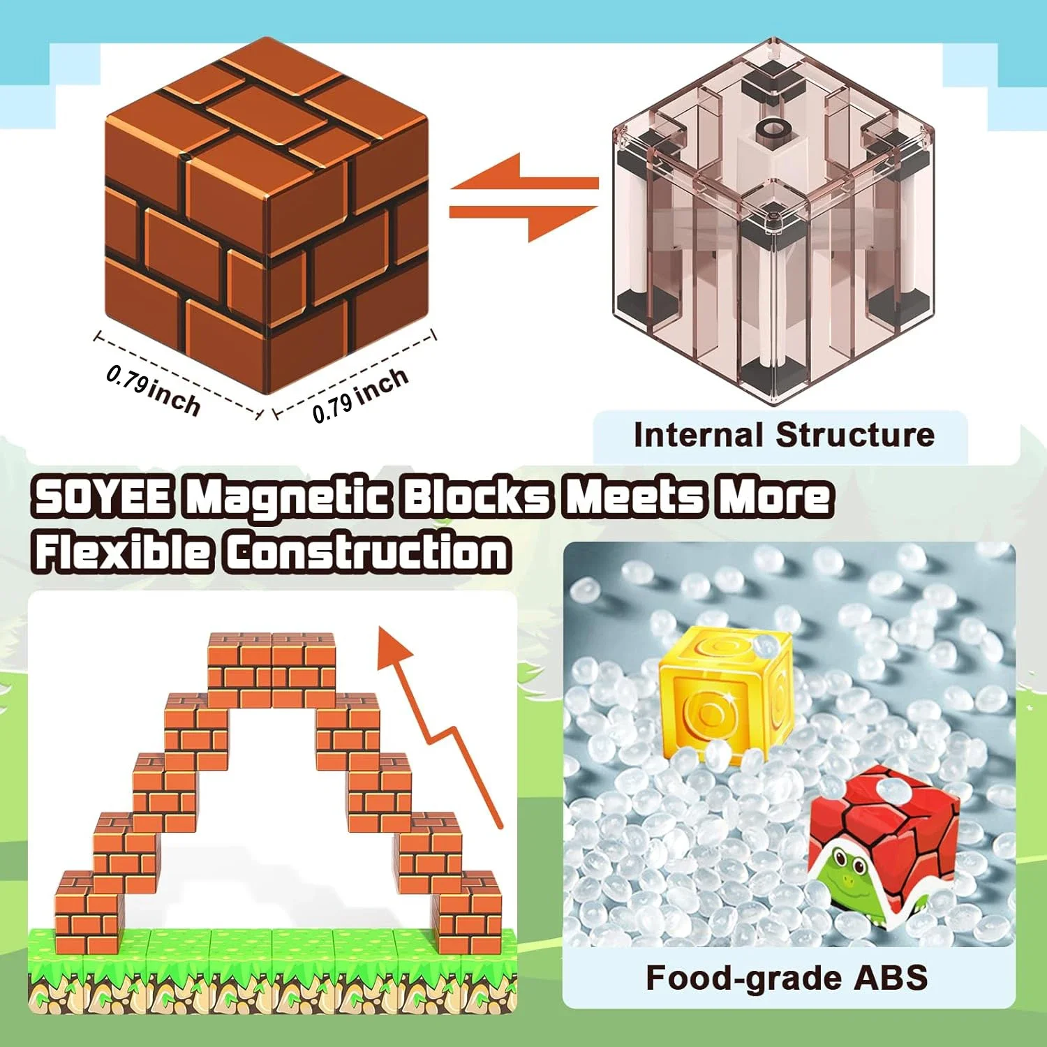 Magnetic Building Blocks Mine Magnet World Set Toys STEM Montessori Stacking Cubes Creative Construction Set Christmas Gift thumbnail 3