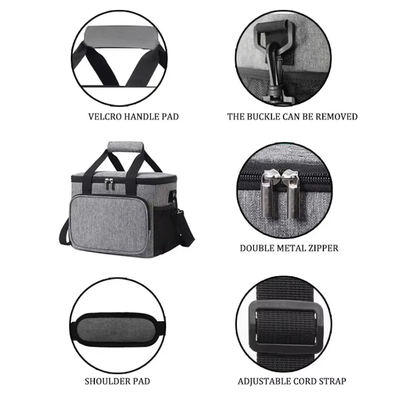 15L Picnic Bag Thermal Insulated Lunch Bag Box Handbag Wine Beer Cooler Crossbody Shoulder Bag Camping Food Container thumbnail 3