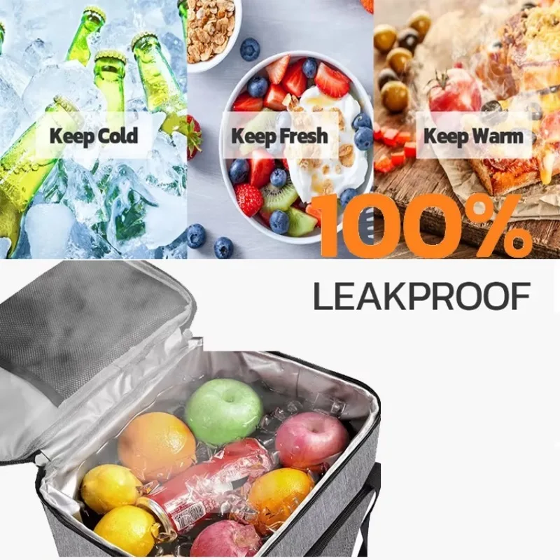 15L Picnic Bag Thermal Insulated Lunch Bag Box Handbag Wine Beer Cooler Crossbody Shoulder Bag Camping Food Container thumbnail 5