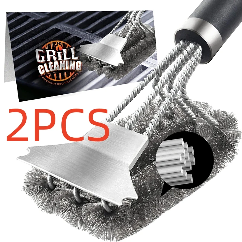 1/2PCS  Safe Grill Brush and Scraper with Deluxe Handle Grill Cleaner Brush Stainless Steel Bristle Grill Brush Accessories