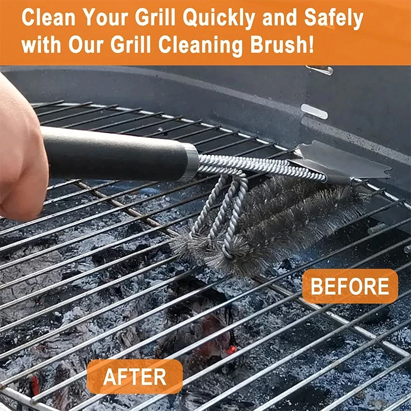 1/2PCS  Safe Grill Brush and Scraper with Deluxe Handle Grill Cleaner Brush Stainless Steel Bristle Grill Brush Accessories thumbnail 5