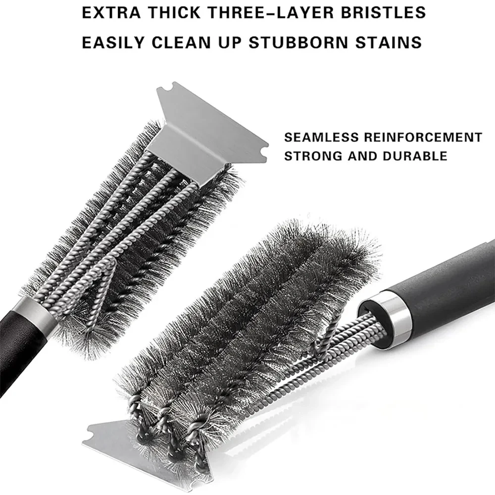 1/2PCS  Safe Grill Brush and Scraper with Deluxe Handle Grill Cleaner Brush Stainless Steel Bristle Grill Brush Accessories thumbnail 2