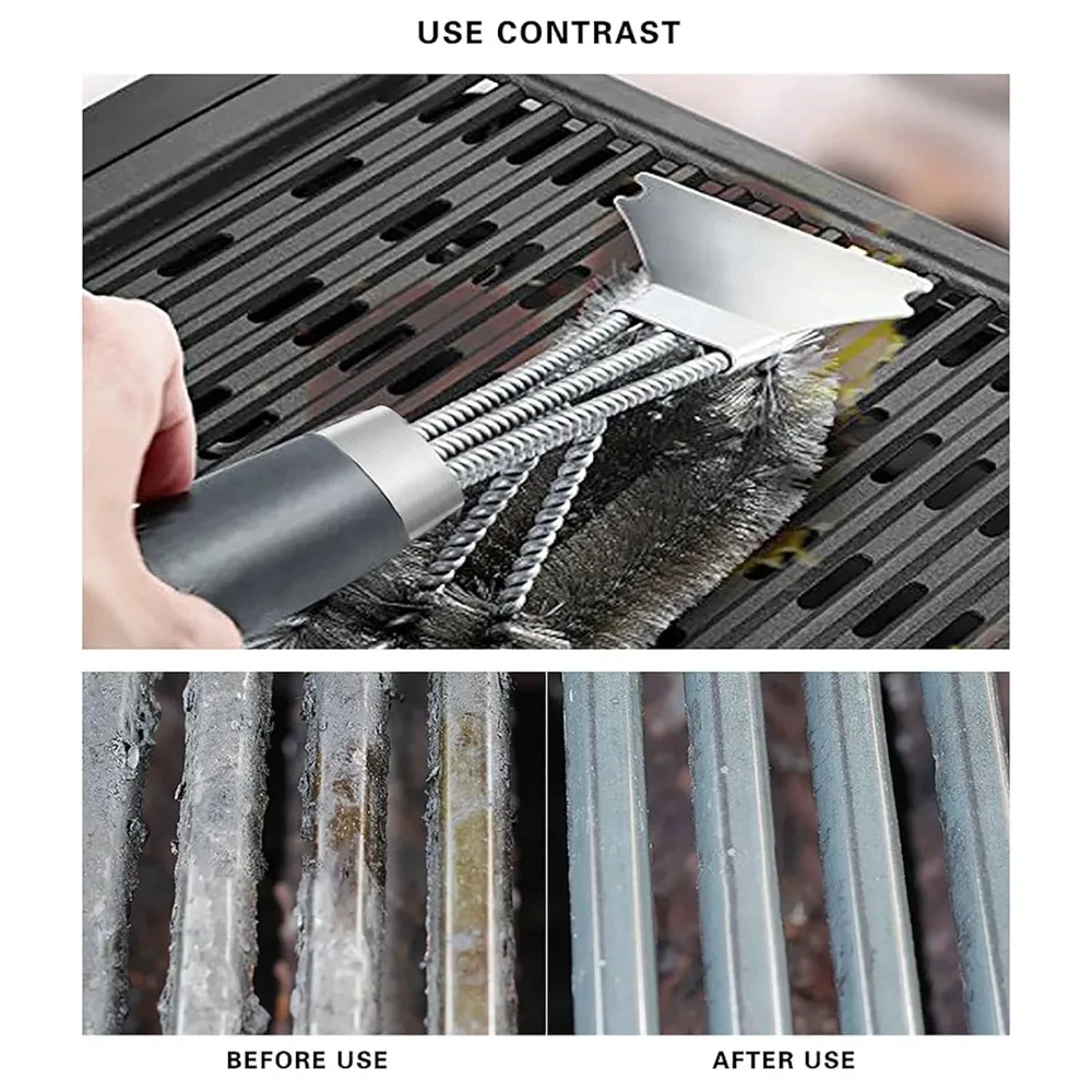 1/2PCS  Safe Grill Brush and Scraper with Deluxe Handle Grill Cleaner Brush Stainless Steel Bristle Grill Brush Accessories thumbnail 4