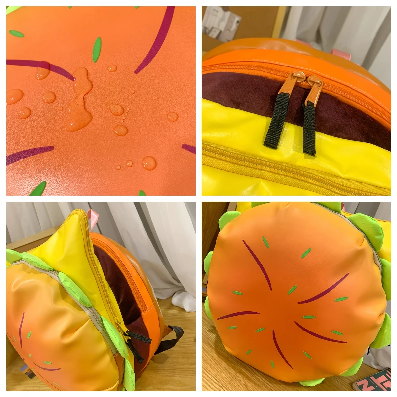 Cartoon Cute Multi-storey Hamburger Travel Backpack Women Large Capacity Personality Waterproof School Backpacks for Girls Gift thumbnail 6