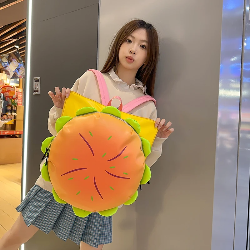 Cartoon Cute Multi-storey Hamburger Travel Backpack Women Large Capacity Personality Waterproof School Backpacks for Girls Gift thumbnail 2