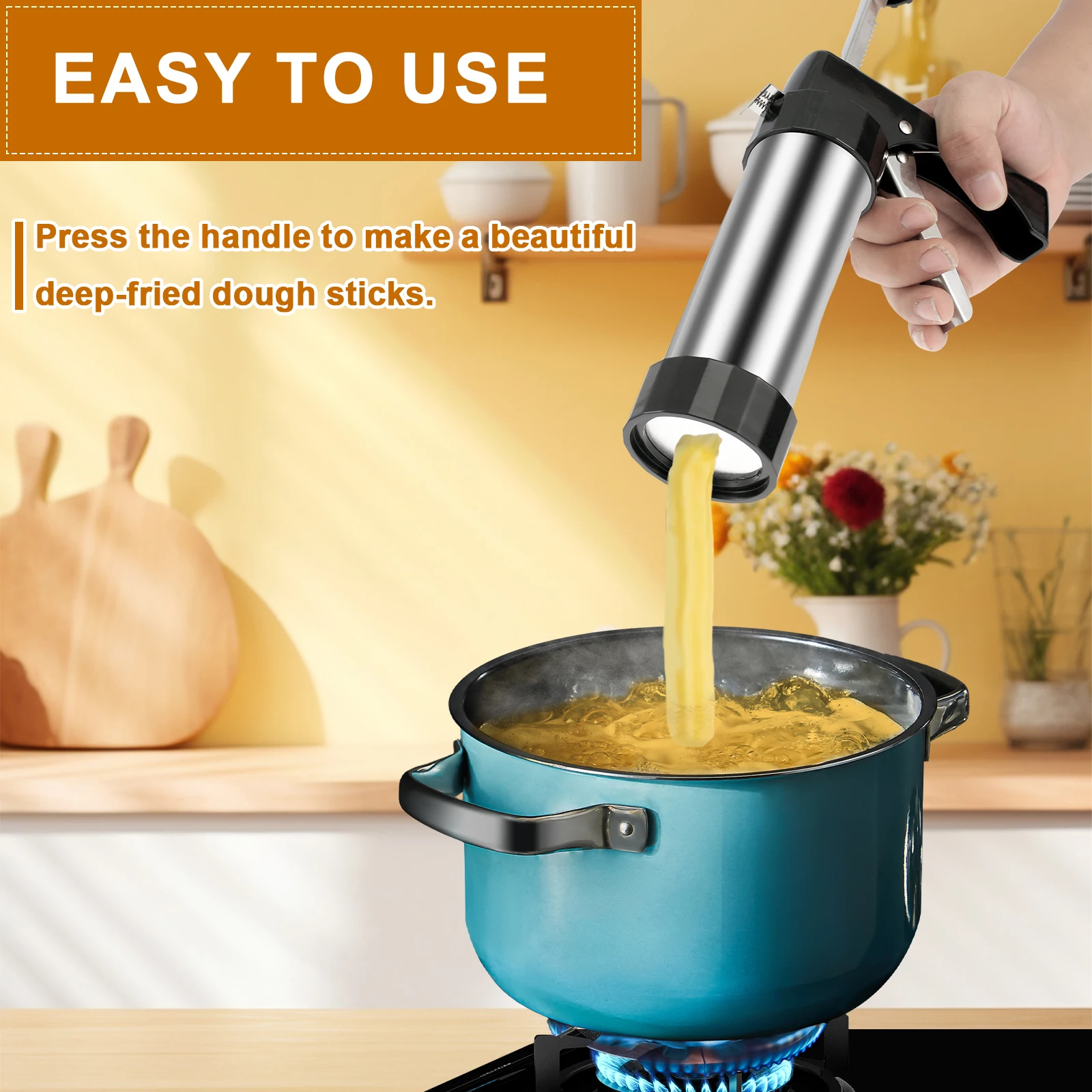Churrera Churro Maker Machine Stainless Steel DIY Cake Cream Decor Making Machine Nozzles Mold Biscuit Maker Kitchen Baking Tool thumbnail 2