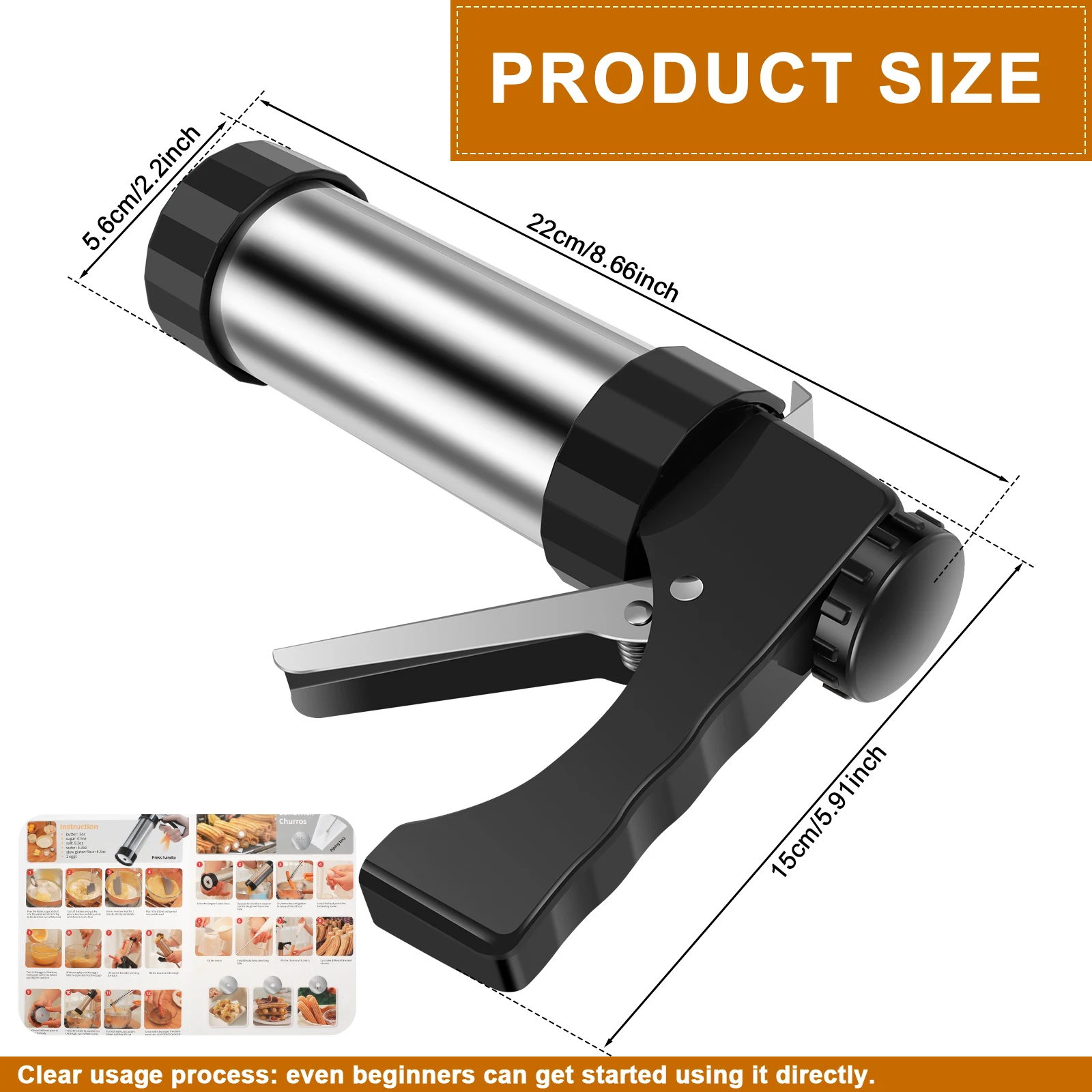Churrera Churro Maker Machine Stainless Steel DIY Cake Cream Decor Making Machine Nozzles Mold Biscuit Maker Kitchen Baking Tool thumbnail 6