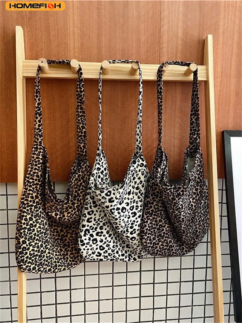 HOMEFISH Korean Style Ins Leopard Print Shoulder Bag, Lightweight Casual Canvas Crossbody Bag for Women thumbnail 5