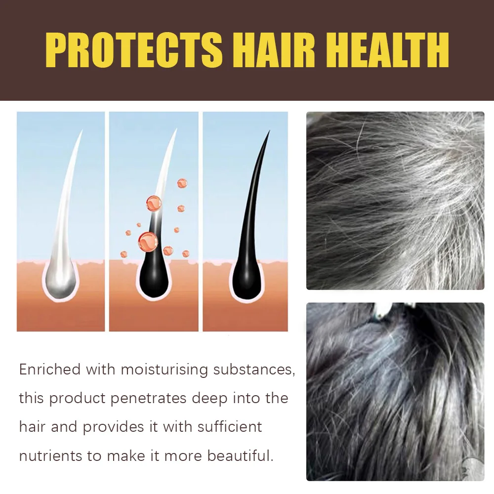 New Hair color shampoo 3 in 1 makes hair instantly from white to brown natural hair color protective sleeve for women 100ML thumbnail 4