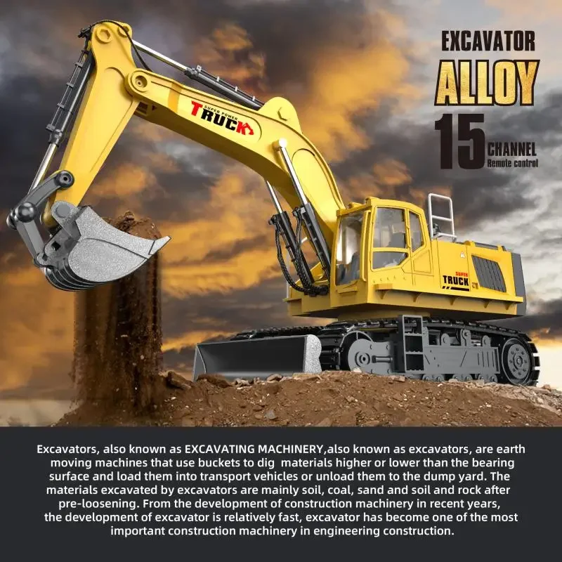 1/18 RC Spray Excavator Truck Alloy 17CH Engineering Vehicle Sound Lighting 680 Degree Rotation Car Kids Toys Boy Birthday Gift thumbnail 2