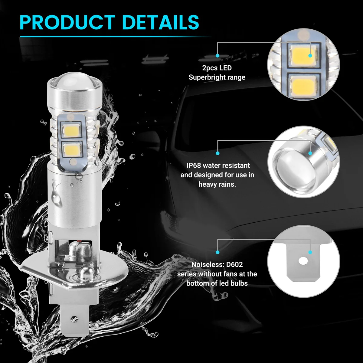 4PCS H1 LED Headlight Fog Driving Light Bulbs 6000K Super White 200W thumbnail 4