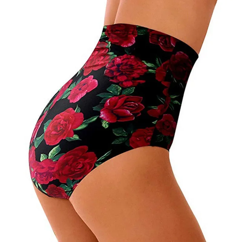 Women Bikini Shorts Swimwear High Waist Beach Swim Shorts Floral Solid Color Swimsuits Bottoms Tankini Plus Size S-4XL thumbnail 4