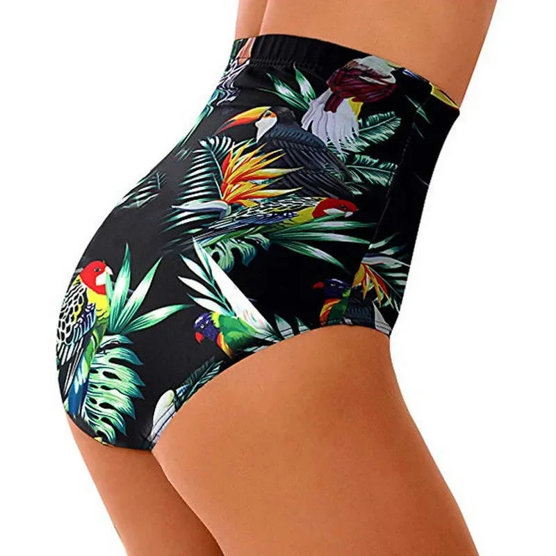 Women Bikini Shorts Swimwear High Waist Beach Swim Shorts Floral Solid Color Swimsuits Bottoms Tankini Plus Size S-4XL thumbnail 3