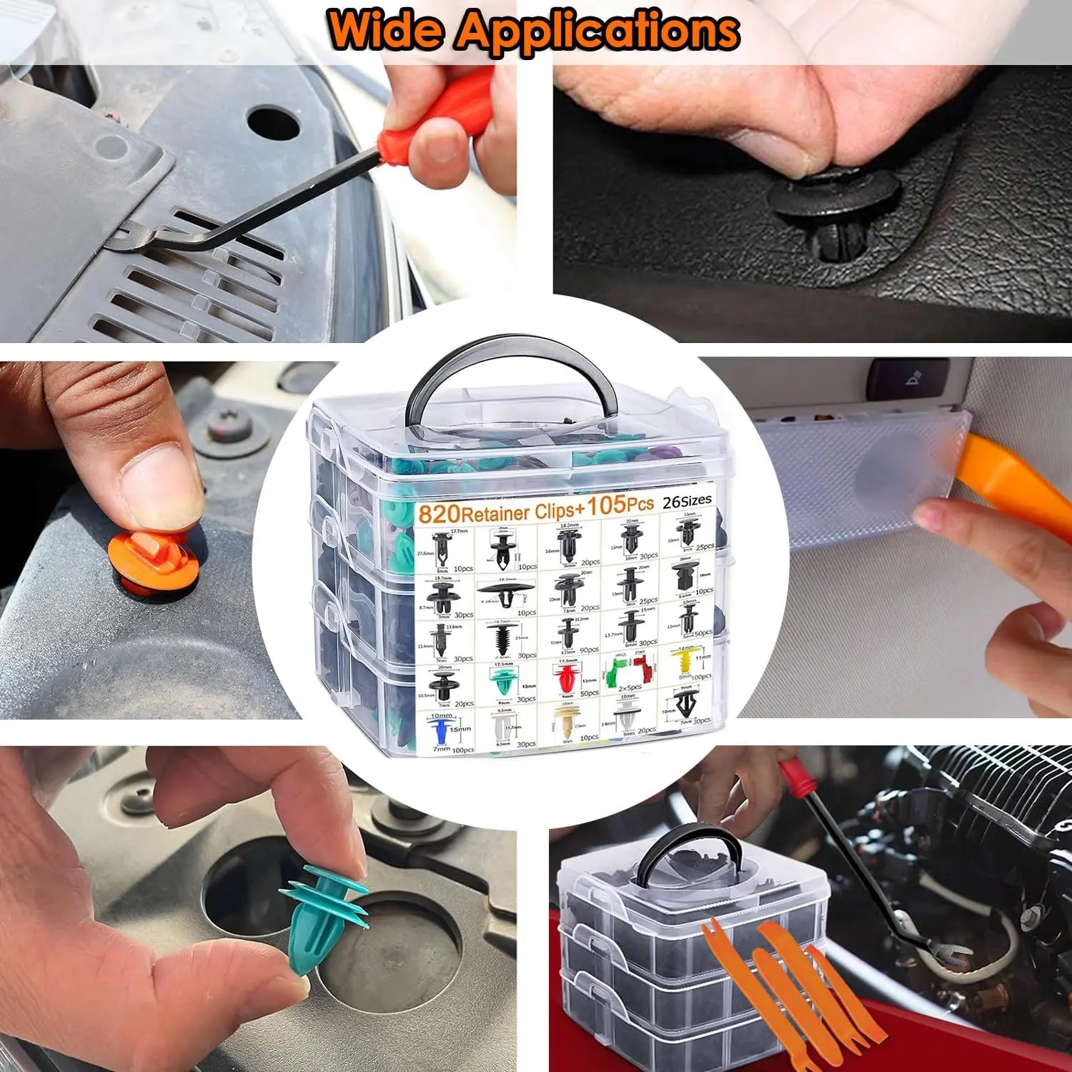 925Car Trim Clips Set with Removal Tools Auto Body Rivets Fasteners Retainer Clips for Bumper Door Fender Car Plastic Rivet Kit thumbnail 6