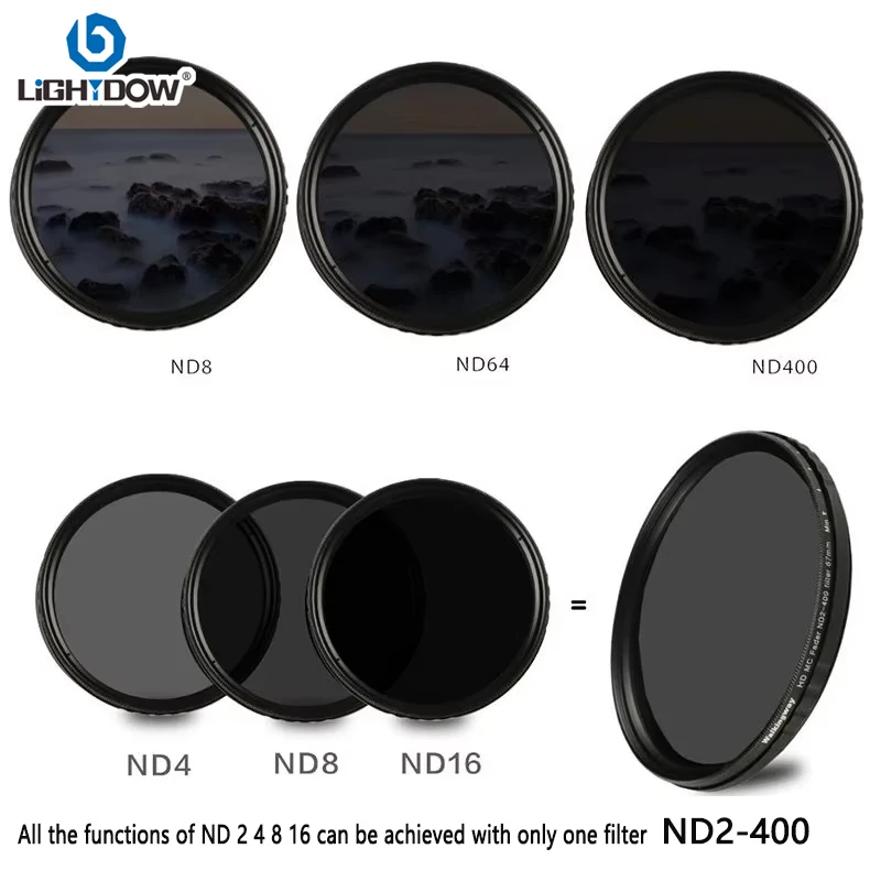 Lightdow ND2-400 Fader Variable Adjustable ND Filter 49 52 55mm 58mm 62mm 67mm 72mm 77mm 82mm for Cannon Nikon Sony Camera Lens thumbnail 4