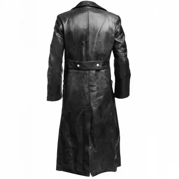 Men Faux Leather Coats Pu Long Coat Splice Double Breasted Turn Down Collar Slim Fit Thick Casual Jackets Autumn Winter thumbnail 4
