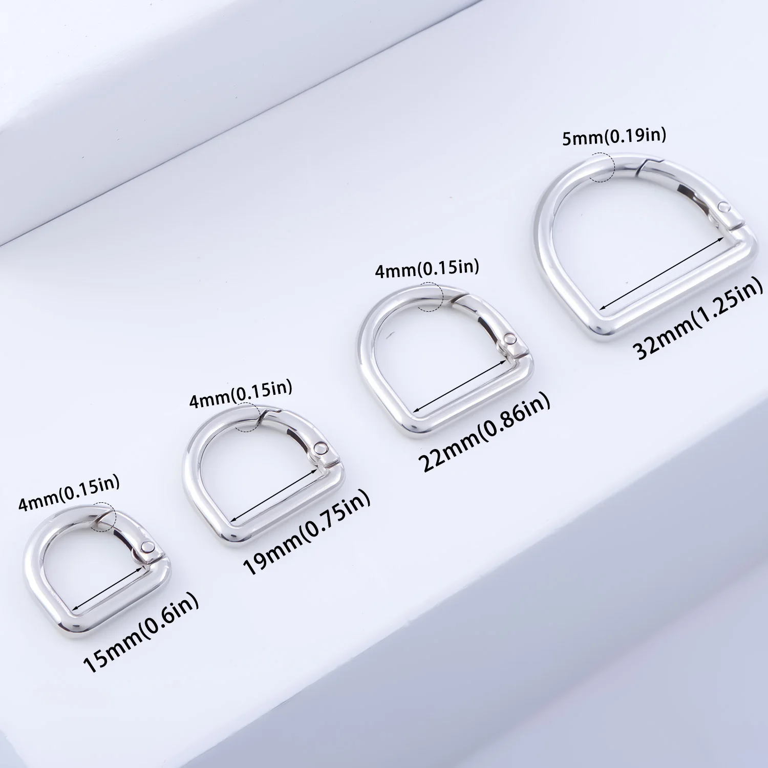 5Pcs D Ring Spring Key Hooks Metal Keyring Clip Spring Ring Buckles Clasp for Belt Backpack Bag Handbag Purse Strap Keychain thumbnail 4