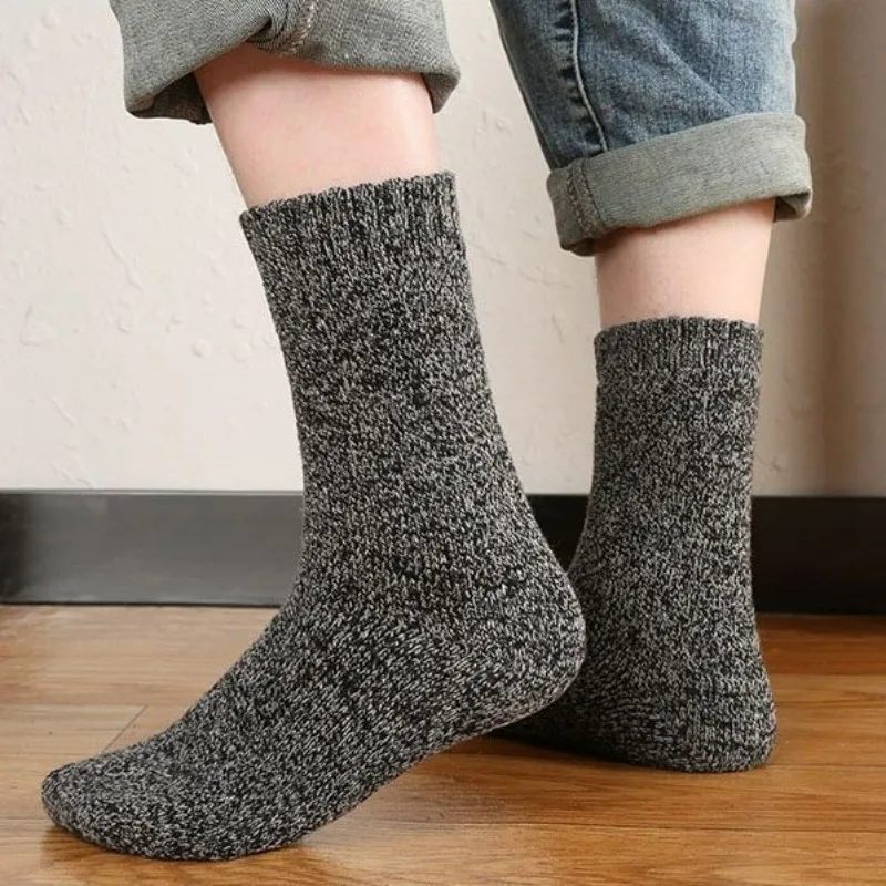 1/5pairs Winter Merino Wool Socks for Men Super Thick Warm High Quality Harajuku Retro Snow Casual Antifreeze Cashmere Socks Men thumbnail 5