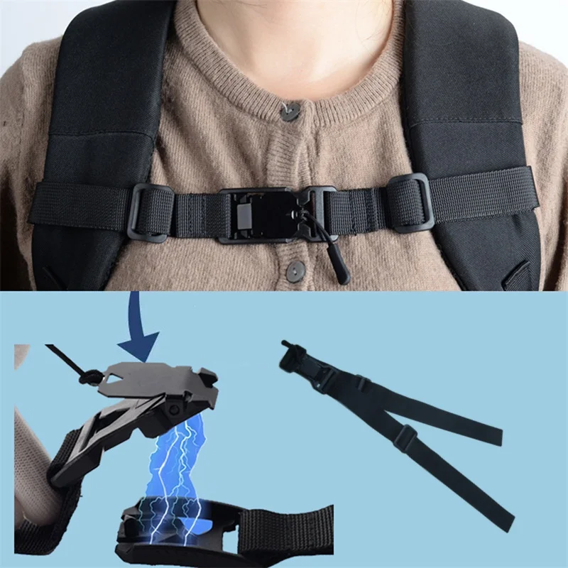Backpack Magnetic Chest Pack StrapEasy Detachable Strap Adjustable Shoulder Strap Outdoor Camping Bag Strap Accessories