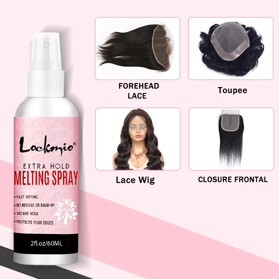 LOCKMIO Melting Spray Waterproof Lace Glue Adhesive Glue Remover & Brush Head Band Wig Installation Kit for Lace Wigs for Women thumbnail 2