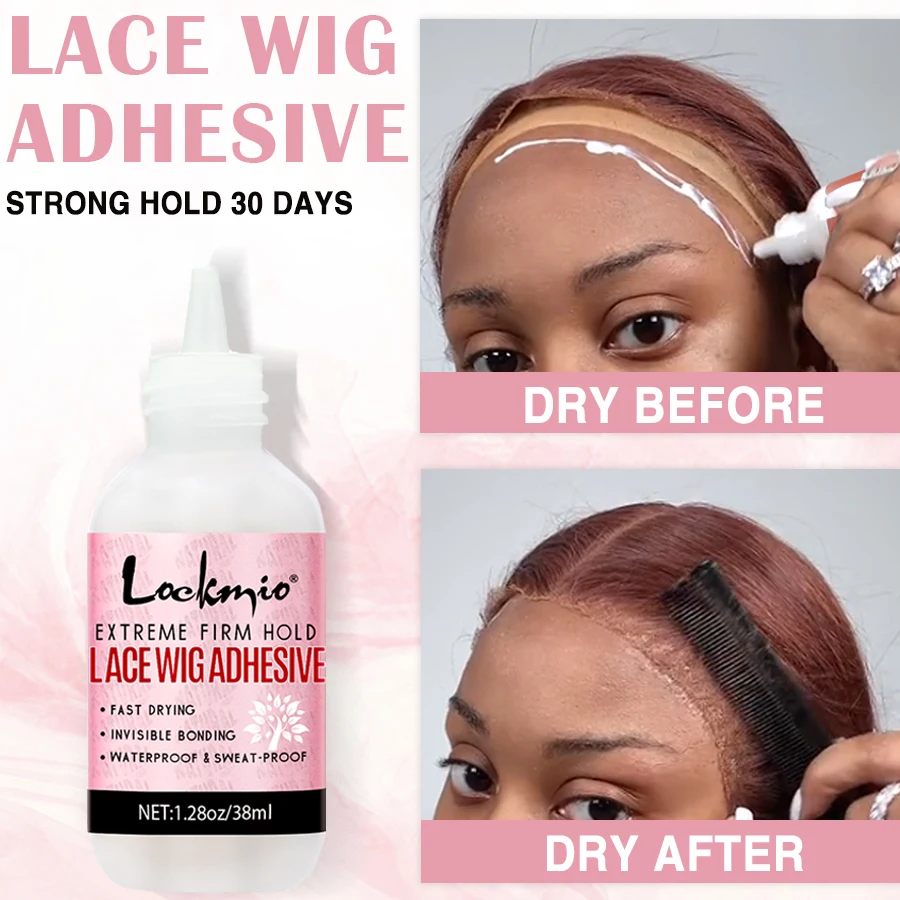 LOCKMIO Melting Spray Waterproof Lace Glue Adhesive Glue Remover & Brush Head Band Wig Installation Kit for Lace Wigs for Women thumbnail 4
