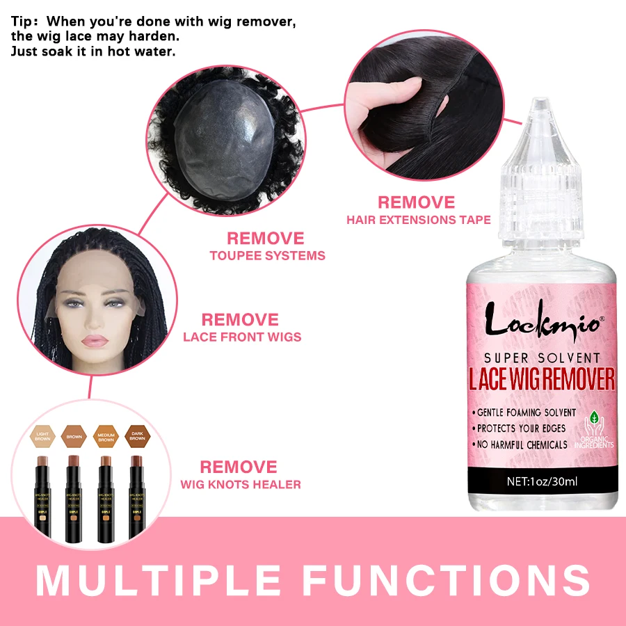LOCKMIO Melting Spray Waterproof Lace Glue Adhesive Glue Remover & Brush Head Band Wig Installation Kit for Lace Wigs for Women thumbnail 5