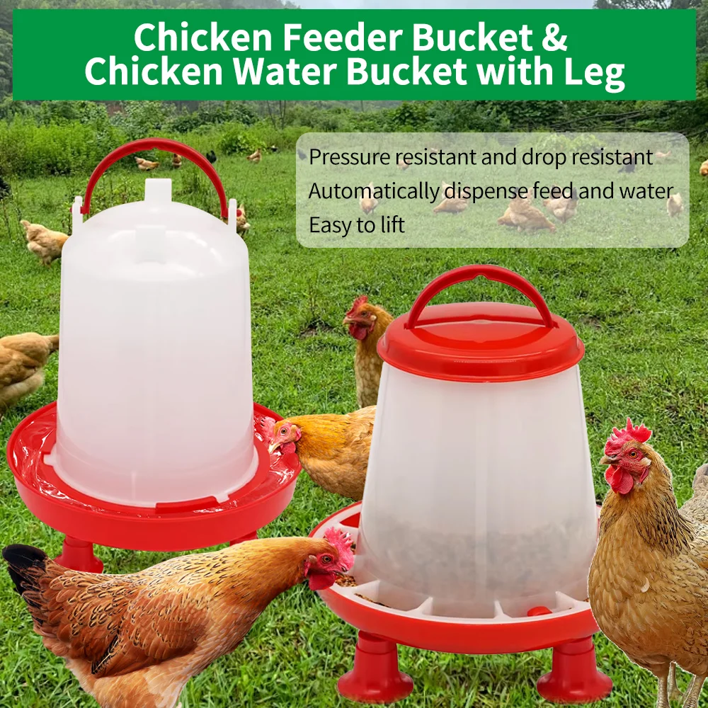 1Pc 1.5kg/3L Automatic Chicken Feeder Bucket Drinker Bucket With Leg Plastic Water Bucket for Duck Farm Chick Coop Water Supply thumbnail 4
