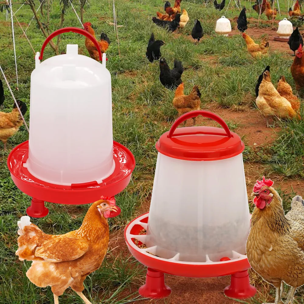 1Pc 1.5kg/3L Automatic Chicken Feeder Bucket Drinker Bucket With Leg Plastic Water Bucket for Duck Farm Chick Coop Water Supply thumbnail 2