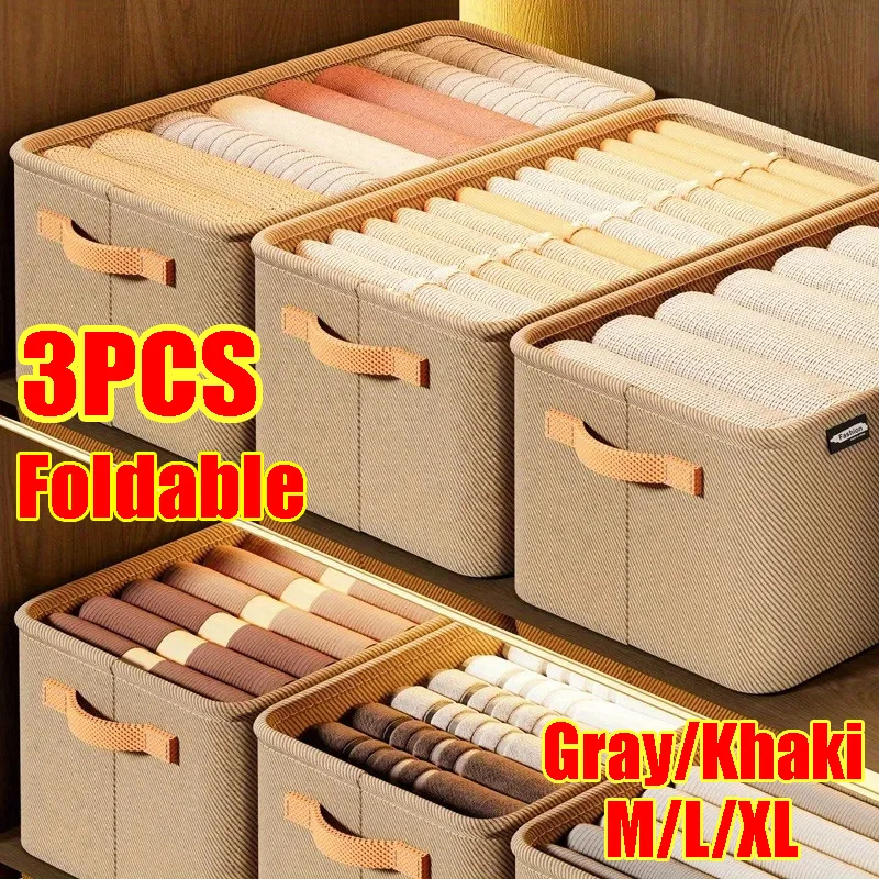 Cabinet Drawer Organizer Versatile Closets Clothes Container with Handle&Steel Frame Thickened Foldable Fabric Household Storage