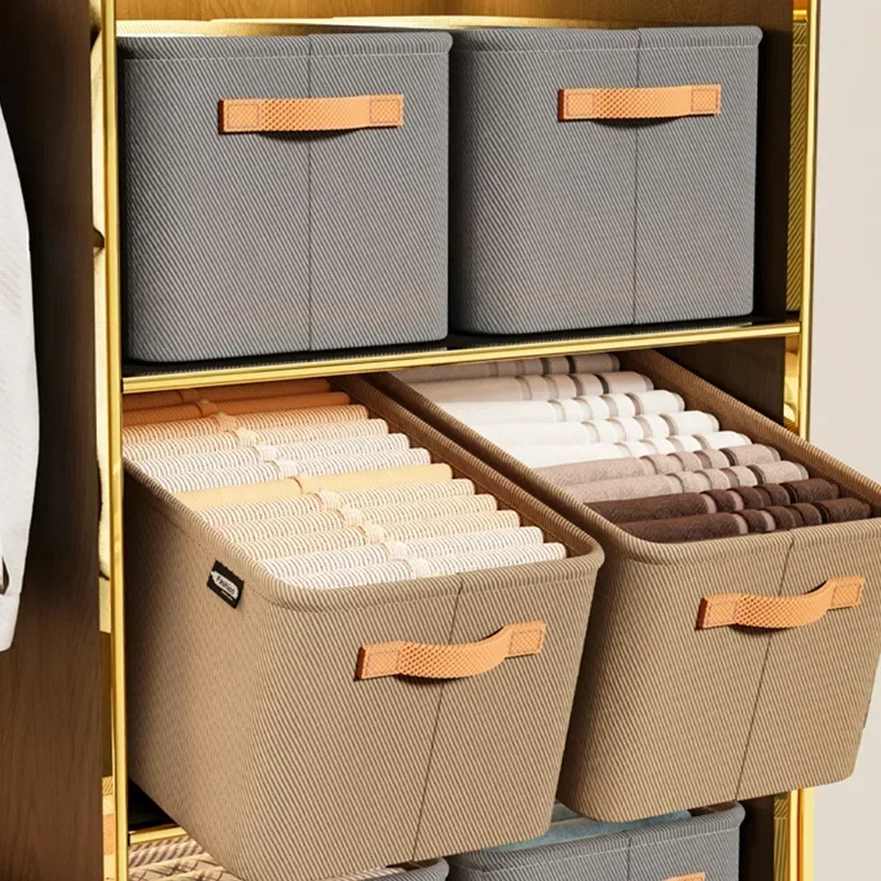 Cabinet Drawer Organizer Versatile Closets Clothes Container with Handle&Steel Frame Thickened Foldable Fabric Household Storage thumbnail 4
