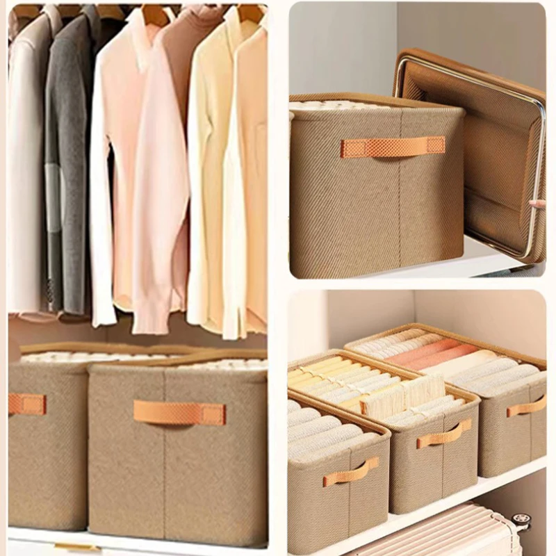 Cabinet Drawer Organizer Versatile Closets Clothes Container with Handle&Steel Frame Thickened Foldable Fabric Household Storage thumbnail 6