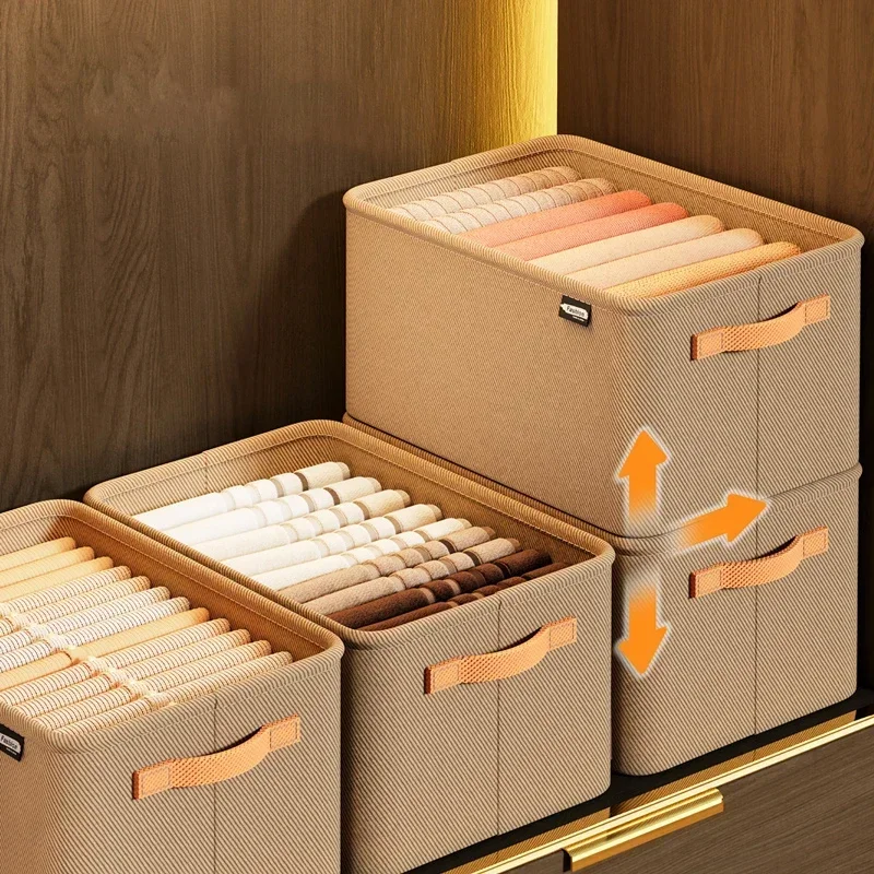 Cabinet Drawer Organizer Versatile Closets Clothes Container with Handle&Steel Frame Thickened Foldable Fabric Household Storage thumbnail 5