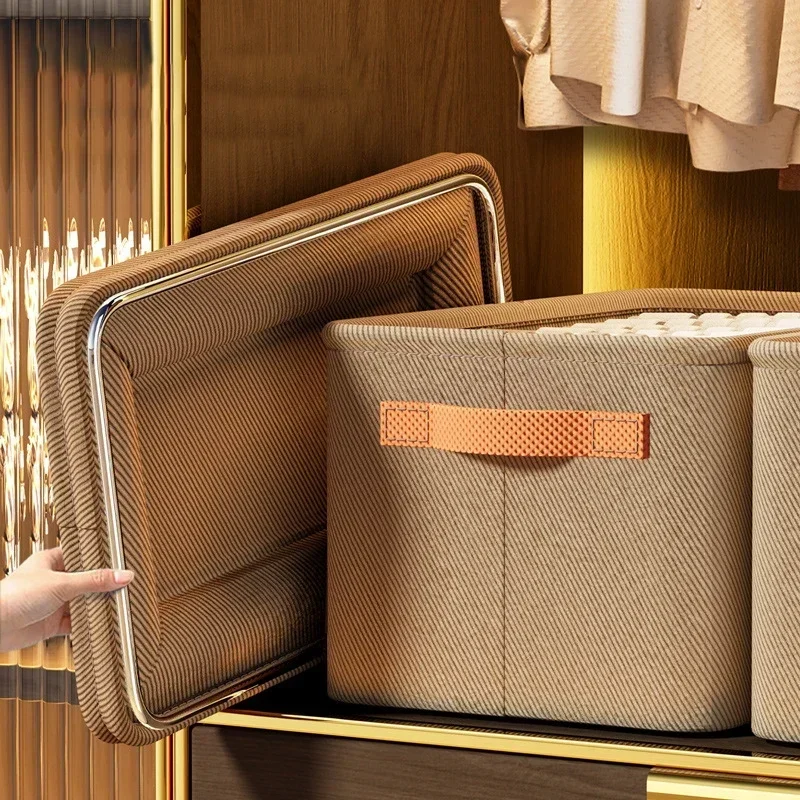Cabinet Drawer Organizer Versatile Closets Clothes Container with Handle&Steel Frame Thickened Foldable Fabric Household Storage thumbnail 2