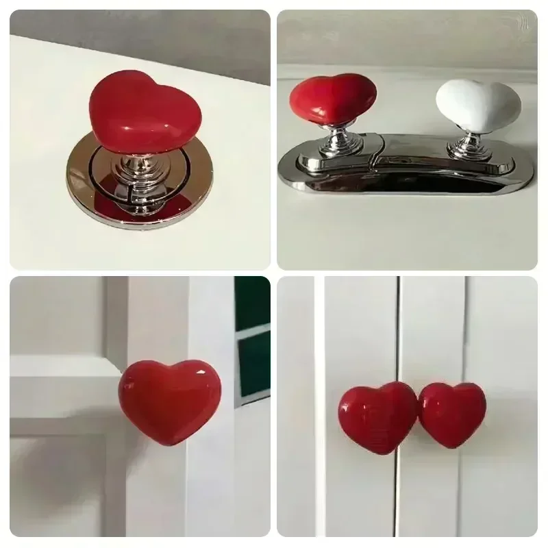 Heart Shape Toilet Presser Love Toilet Press Button Bathroom Water Tank Buttons Push Switch Bathing Room Decor Nail Protector thumbnail 2