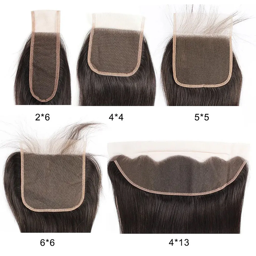 Lace Frontl Closure Peruvian Straight Closure 5x5 100% Human Hair Straight 13x4 Lace Frontal Natural Color Remy Hair Swiss Lace thumbnail 6