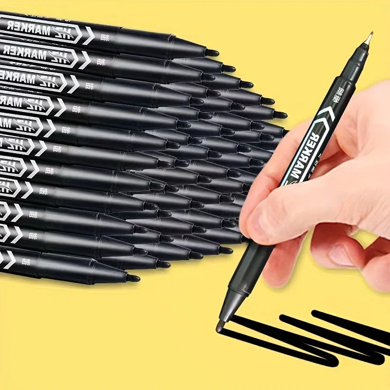 Permanent Markers Pens Double Headed Oil Sign Pen For Fabric Metal CD Glass Sketchbook School Supplies Stationery thumbnail 2
