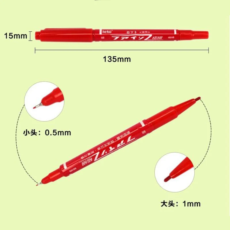 Permanent Markers Pens Double Headed Oil Sign Pen For Fabric Metal CD Glass Sketchbook School Supplies Stationery thumbnail 5